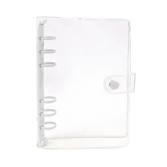 A6 6-Ring Binder Cover, 6.6×5inch, Transparent PVC Notebook Binder, Soft Clear Binder Protector Refillable Shell, Plastic Notebook With Inner Storage Pockets, Refillable Budget Journal Folder