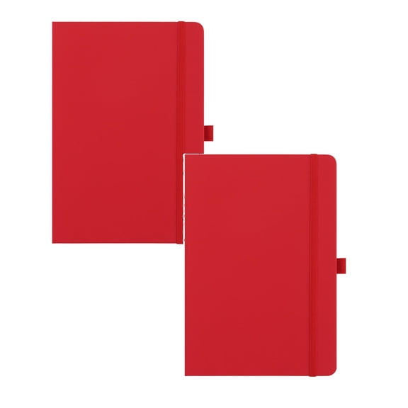 A6 And A5 Slim Lightweight Hardcover Journal With Pen Loop, College Ruled For Purse Travel And Daily Notes (Red*1+Red*1)