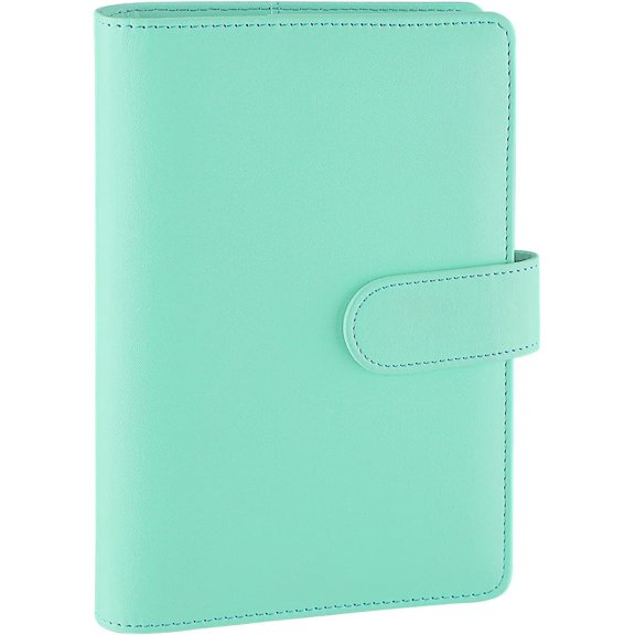 A6 Binder 6 Ring Refillable Notebook Planner for A6 Refill Paper, PU Leather Loose Leaf Personal Budget Planner Organizer Stuffing Binder with Buckle Closure, Light Green