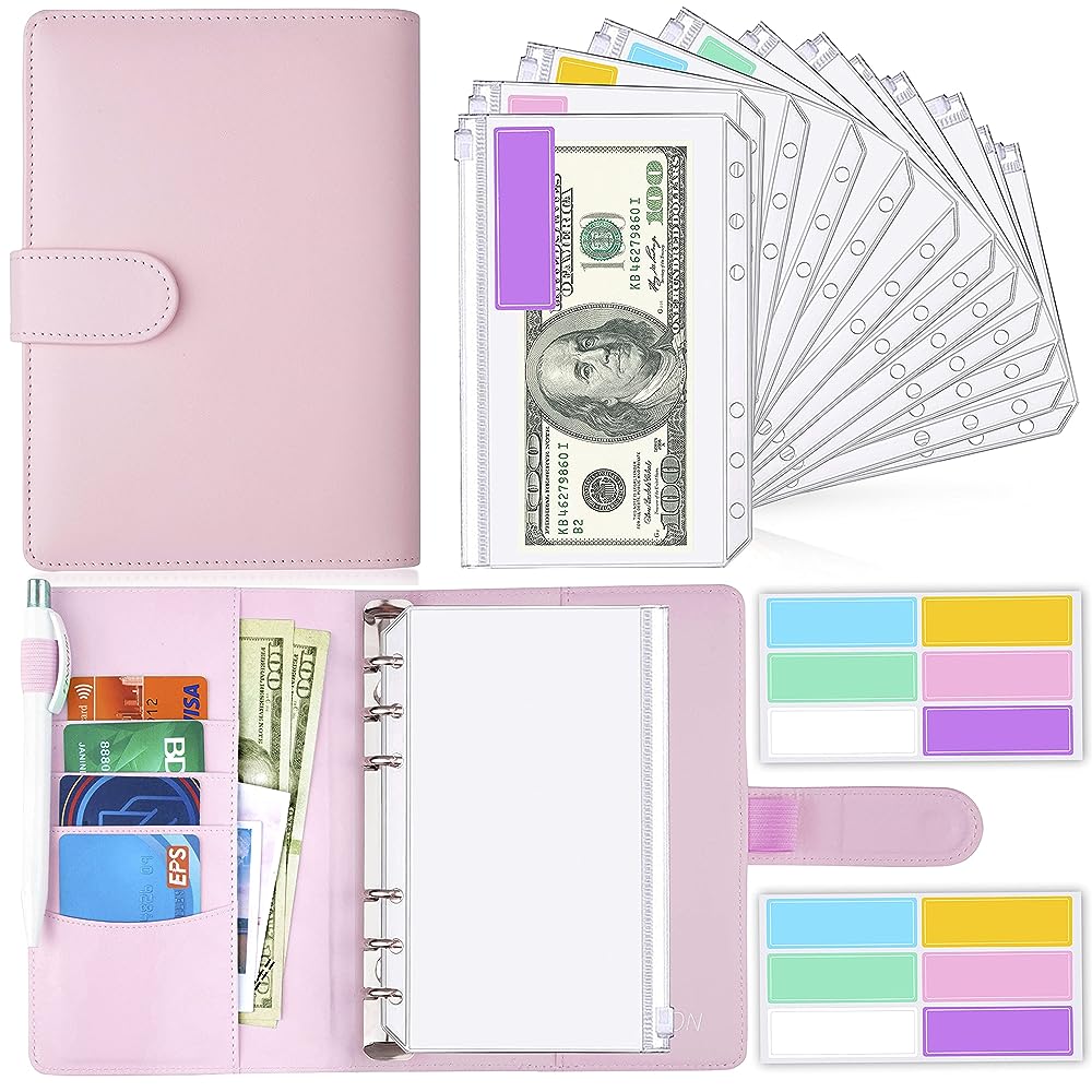 A6 Binder And 12 Clear Envelopes, Budget Binder And Cash Envelopes For
