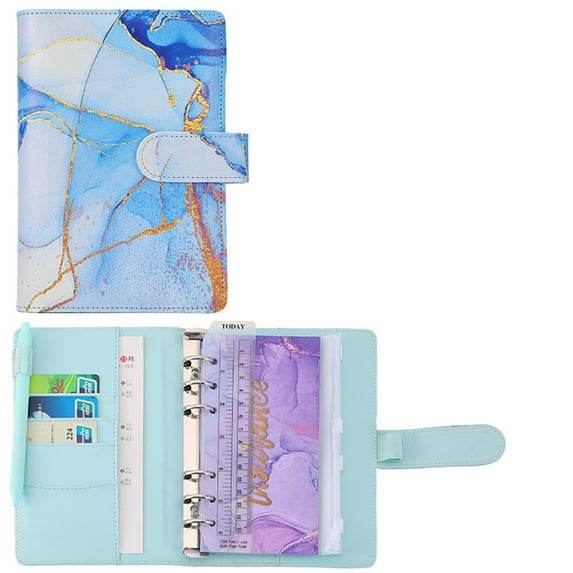 GBAYXJ—A6 Refillable Notebook PU Leather 6 Ring Budget Organizer For A6 Filler Paper Loose Leaf Personal Planner Cover(Blue)