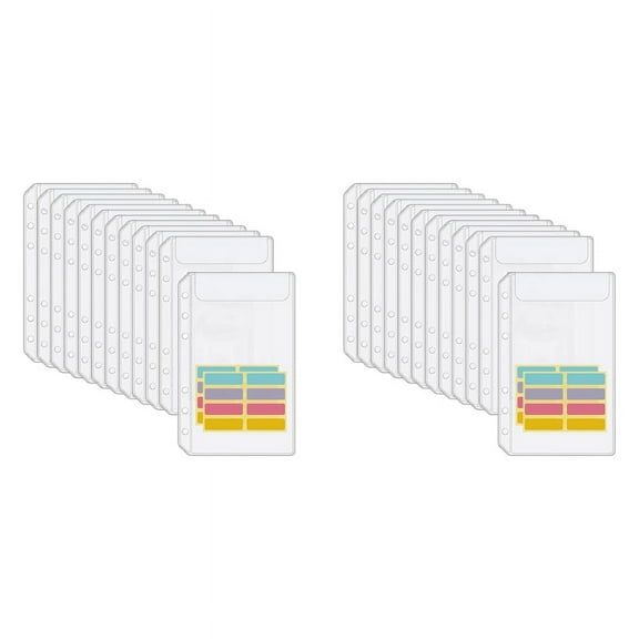 A6 Binder Pockets 24PCS No Zipper Envelopes for Budgeting,6-Hole Zipperless Pouches Envelope 6-Ring