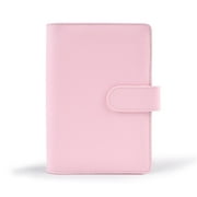thovorrnl A6 Binder, PU Leather 6 Ring Budget Binder with Snap Button, for Home Office School (Pink)
