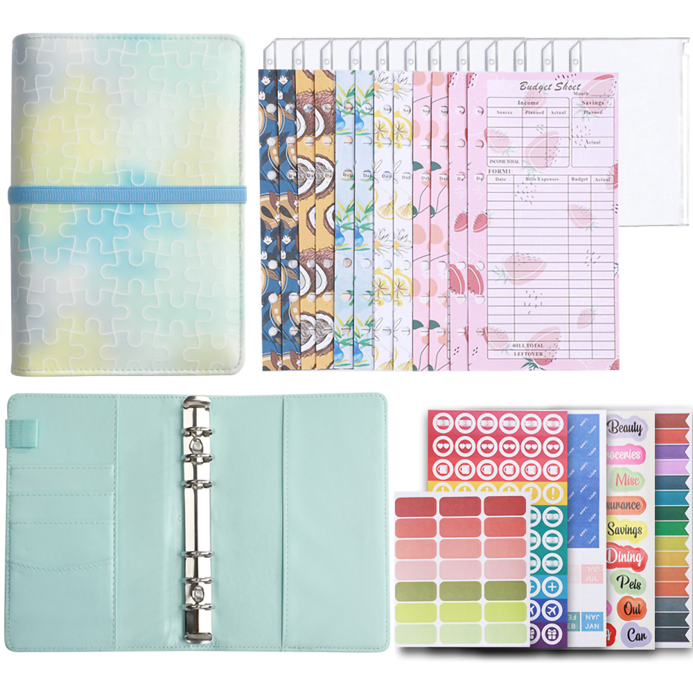 A6 Budget Binder Organizer, PU Leather Budget Binder Cover with 12