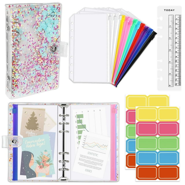A6 Budget Binder with Cash Envelopes, EEEkit Refillable 6 Notebook