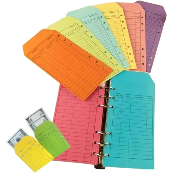 A6 Budget Envelope Binder Set, Cardstock Cash Organizer Monthly Savings Financial Planner, Weekly Expense Tracker System (10 sets)(k)