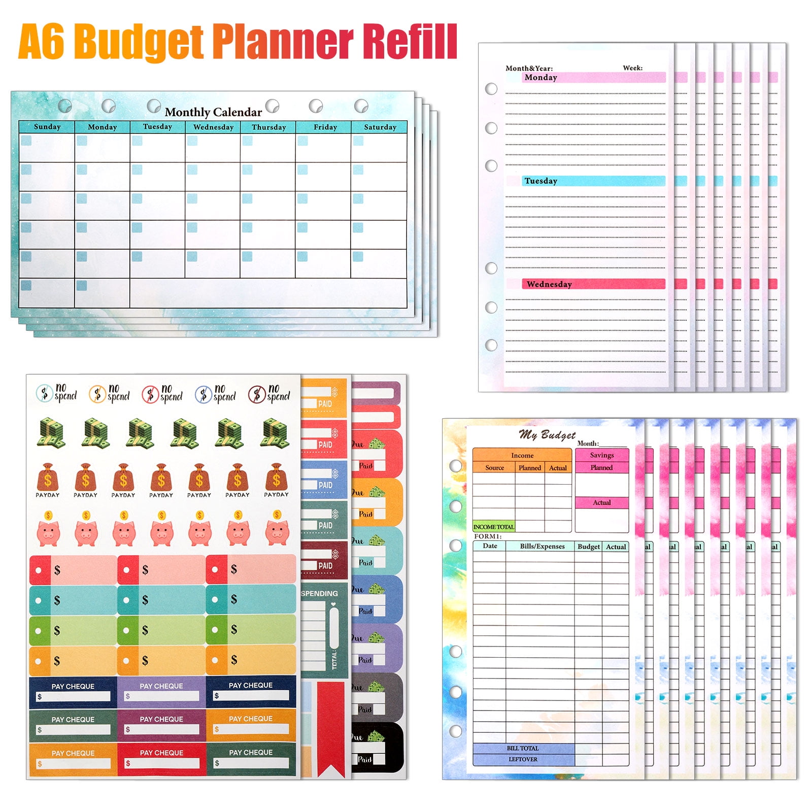 A6 Inserts : Budget Planner, Monthly Budget, Budget Tracker