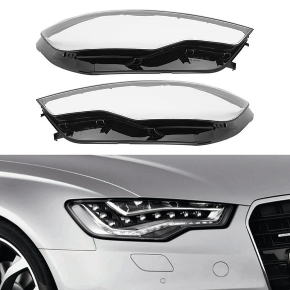 A6 C7 2011-2015 Headlight Lens Cover, Clear PC Material, Hardened Anti-fogging Treatment, Direct Replacement, Durable and Dustproof