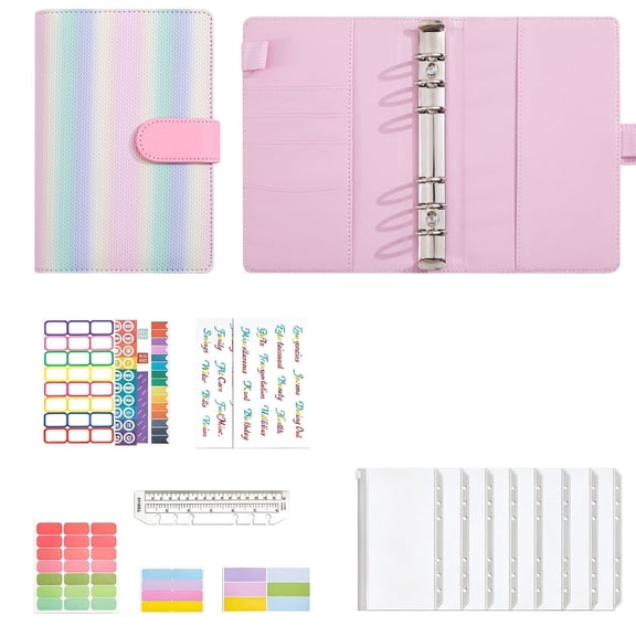 A6 Cash Envelope Binder, PU Leather Zipper Budget Planner, Money Saving Kit with Labels & Tracker – Home & Travel