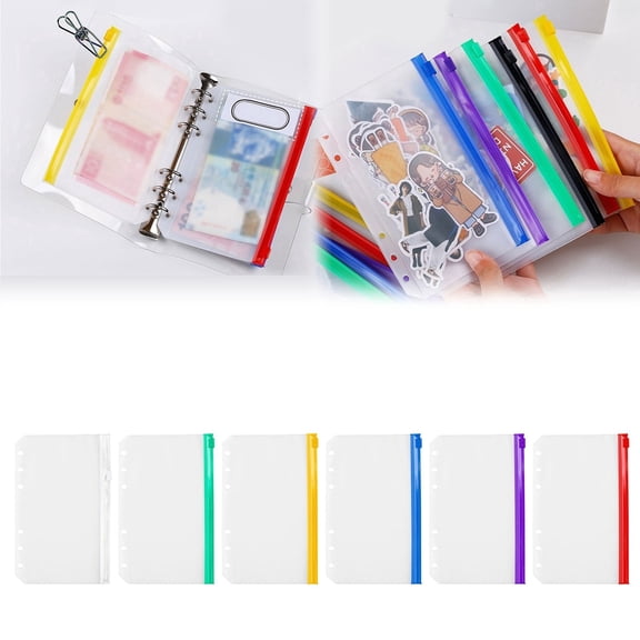 A6 Cash Envelope with Zipper – 6-Hole Money Saving Binder Insert, Clear PVC Budget Pouch for Cash Stuffing, Expense Tracker, Receipt Organizer (Waterproof)