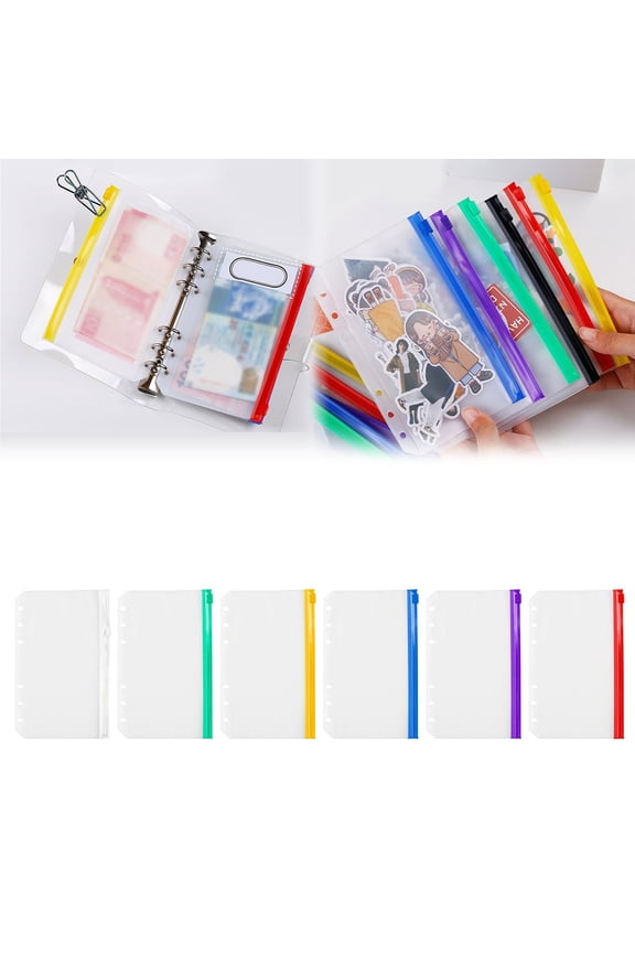 A6 Cash Envelope with Zipper – 6-Hole Money Saving Binder Insert, Clear PVC Budget Pouch for Cash Stuffing, Expense Tracker, Receipt Organizer (Waterproof)