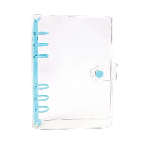 A6 Clear Plastic PVC Notebook Cover With Inner Pockets, 6 Ring Budget Journal Folder With Silver Round Rings, Binder For Loose Leaf Inserts, Blue (Multicolor, 19.00)