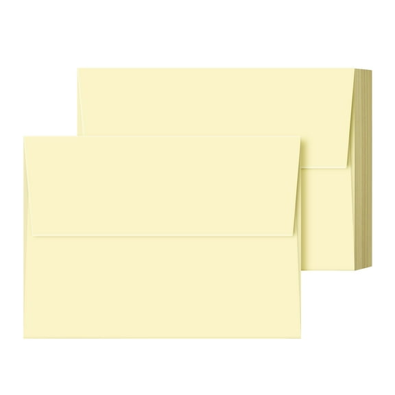 A6 Cream Envelopes Fits 4.5" x 6" Greeting Cards, Wedding Invitations, Photos, Announcements 28lb Bond, 70lb Text, 105 GSM 4 3/4" x 6 1/2" 50 per Pack