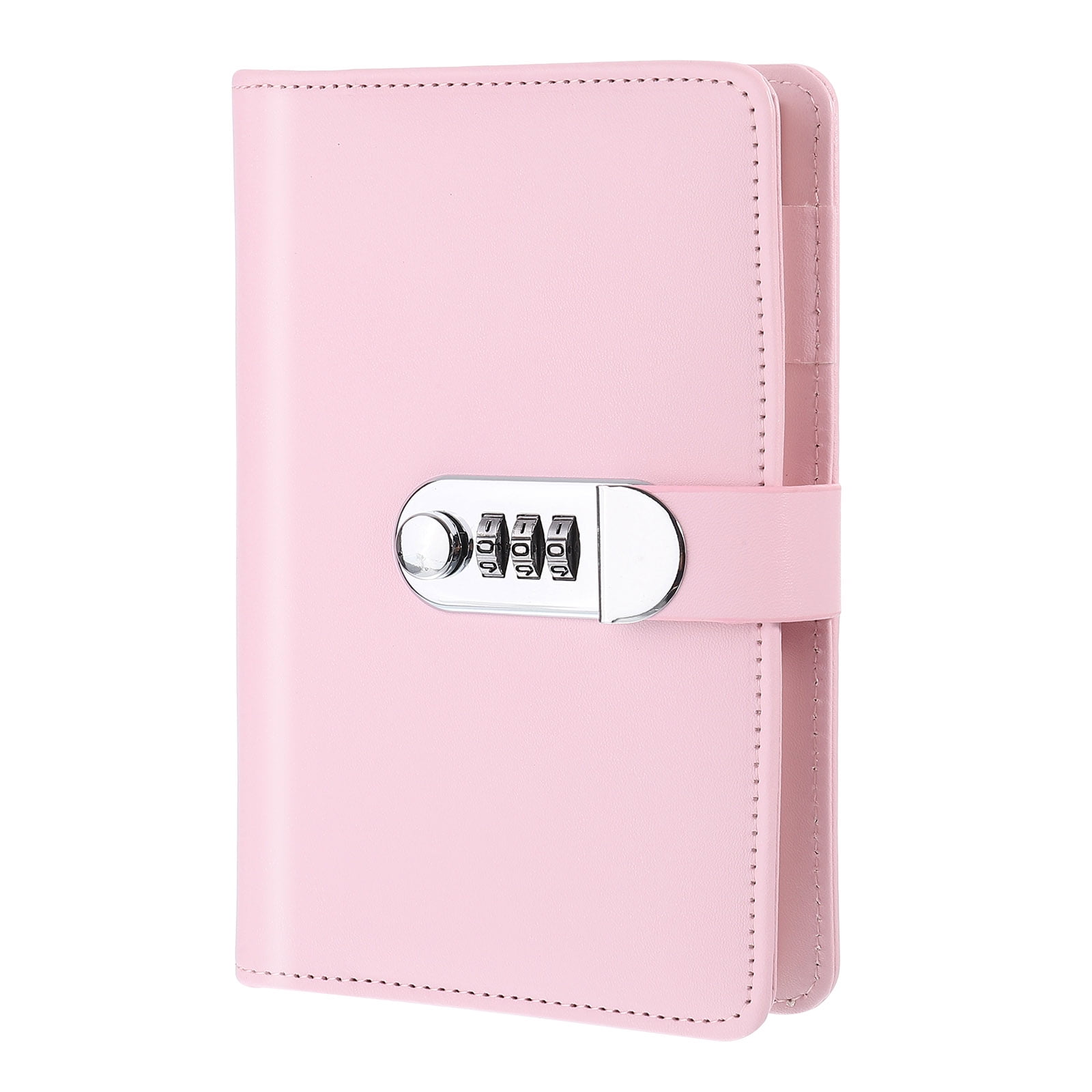 A6 Diary with Lock, Journal with Lock Cute Journaling Leather Notebook Journal Diary Binder Refillable Paper, Pink