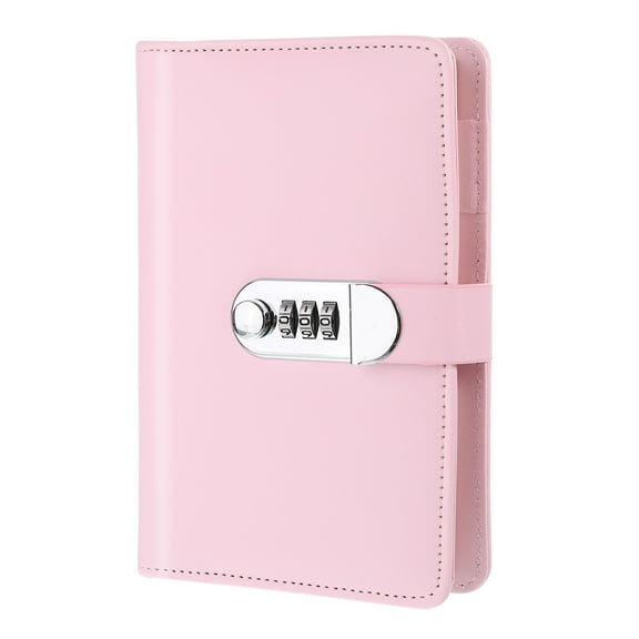 A6 Diary with Lock, Journal with Lock Cute Journaling Leather Notebook Journal Diary Binder Refillable Paper, Pink