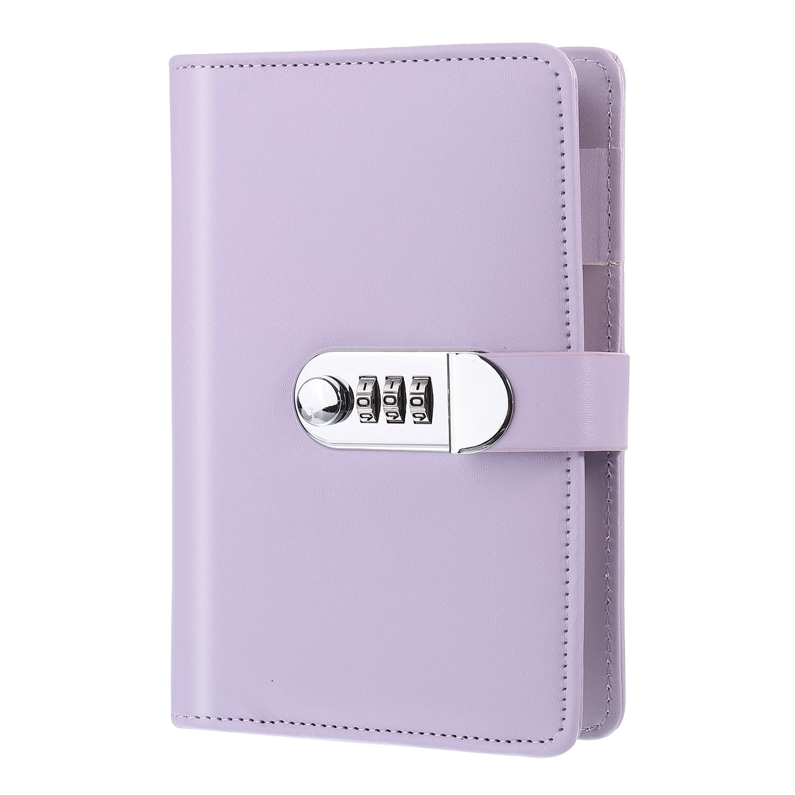 A6 Diary with Lock, Journal with Lock Cute Journaling Leather Notebook Journal Diary Binder Refillable Paper, Purple