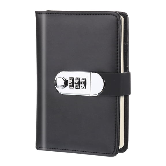 A6 Diary with Lock, Journal with Lock Cute Journaling Leather Notebook Journal Diary, Black