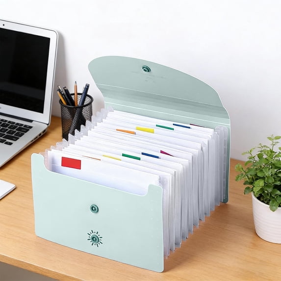 A6 Document Organizer 13 Pocket Waterproof Receipt Holder with Label Tabs Portable Plastic Storage Pouch for Travel and Office