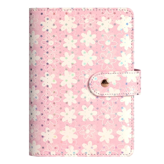 A6 Floral Pattern 6-Ring Binder, DIY Planner Cover for Cash Budgeting & Personal Organization, PU Leather Refillable Notebook with 4 Card Slots, Perfect Gift for Students,Pink