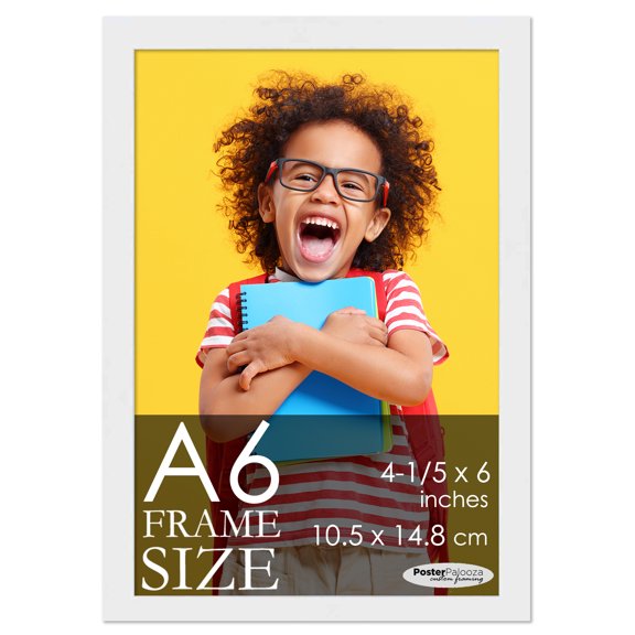 A6 Frame White Modern Minimalist - Contemporary Wood A6 Picture Frame For A6 Size Artwork or Documents - 4.25x6 Frame