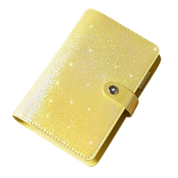 A6 Glitter Loose-Leaf Budget Planner Book, Undated Financial Organizer Notebook with Zipper Bags & Budget Cards for Refined Financial Planning