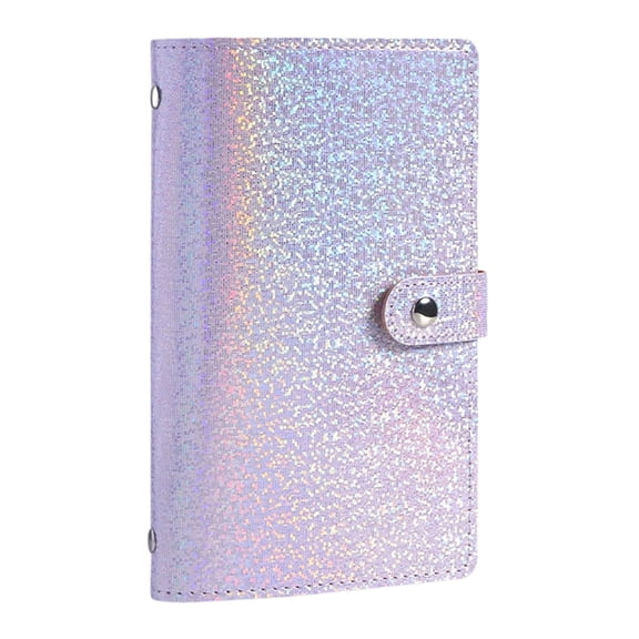 A6 Glitter Starry Sky Money Saving Binder (Light Purple), Portable Cash Budget Organizer, Bill Album for Banknotes, Commemorative Bills & Receipts, 1PC