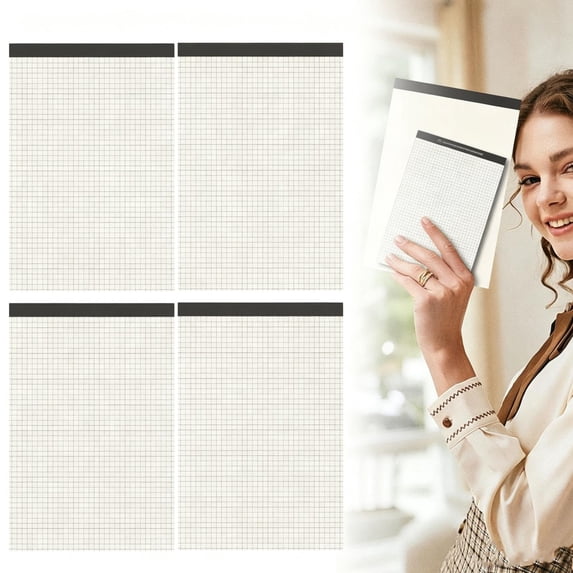 A6 Graph Paper Pad 4 Pack 4x4 Grid Notebook 70 Sheets Per Pad Top Spiral Graph Ruled Notepad For Math Drafting Engineering Sketching Study
