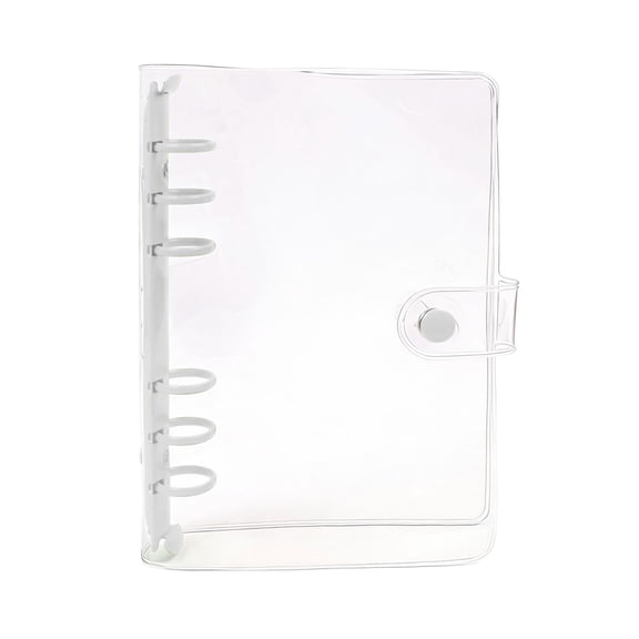 A6 Grey Glitter Notebook with Transparent Binder Cover – 3-Hole Photo Album and Card Organizer, Portable Journal for Notes and Crafts