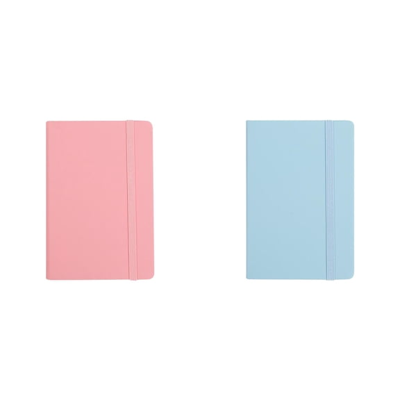 A6 Hardcover Pen Loop Small Pocket Journal, College Ruled Cute Petite Memo Notepad For Purse And Daily Notes (Pink*1+Light Blue*1)