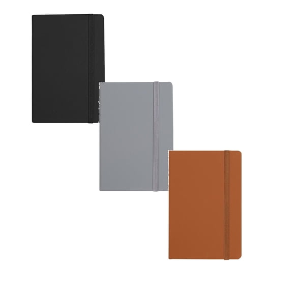 A6 Hardcover Small Pocket Journal With Pen Loop, Cute Petite College Ruled Memo Notepad For Purse And Daily Travel Notes (Black*1+Grey*1+Brown*1)