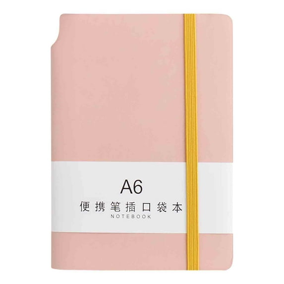A6 Horizontal Thick Paper Notebook Notepad with Hard Leather Cover for Office Learning Notes Pocket Portable