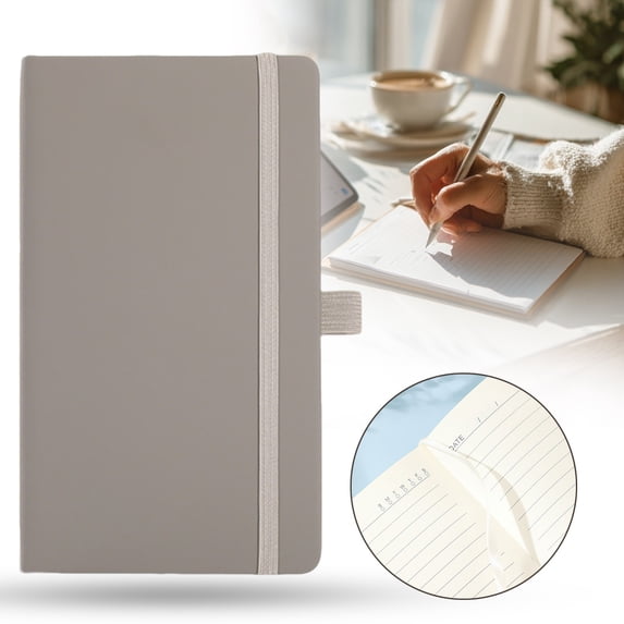 A6 Journal Notebook, Hardcover Business Classic Ruled Lined Journals, Portable Notebooks for Work Office Journaling and Class Daily Note Taking, 120 Gsm, 6.96 X 3.93 Inch (Gray)