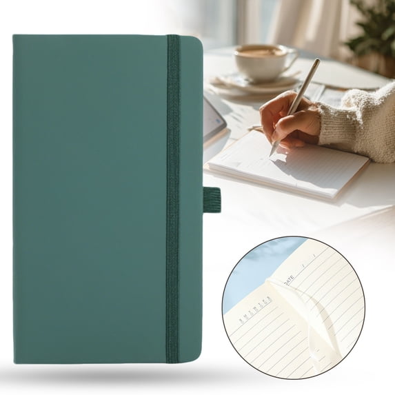 A6 Journal Notebook, Hardcover Business Classic Ruled Lined Journals, Portable Notebooks for Work Office Journaling and Class Daily Note Taking, 120 Gsm, 6.96 X 3.93 Inch (Blackish Green)