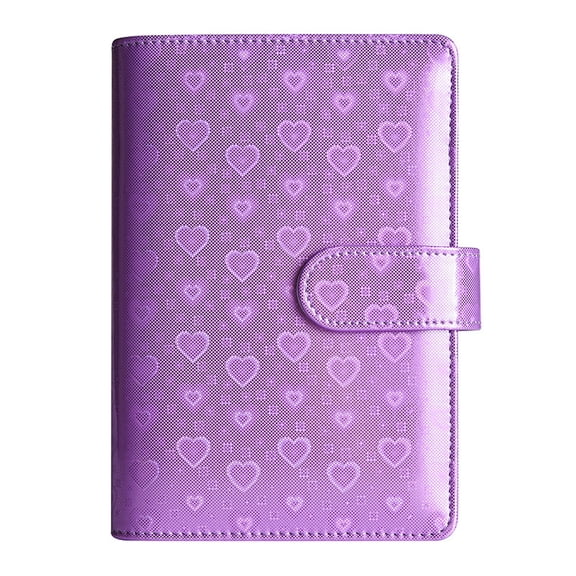 A6 Laser Heart Pattern Binder Cover, 6-Ring DIY Notebook, Cash Budget Planner, Refillable Notebook for Personal Planning, Gift for Women & Students,Purple