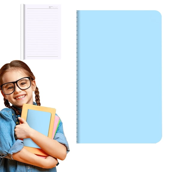 A6 Lined Notebook, Thickened Softcover Sewed Notebook, Plain Color Journal, 30 Sheets, Small Pocket Notebook for Daily Notes, Travel, Journaling, Diary Writing, Office and Home Use, Light Blue