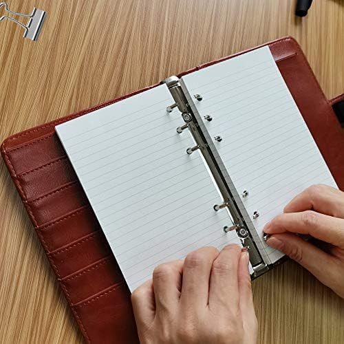 A6 Lined Paper for Filofax Personal Binder Planner, White 100gsm Ruled Pages, 6 Hole Punched, 100 Sheets/200 Pages, 3.75 x 6.75 Inch