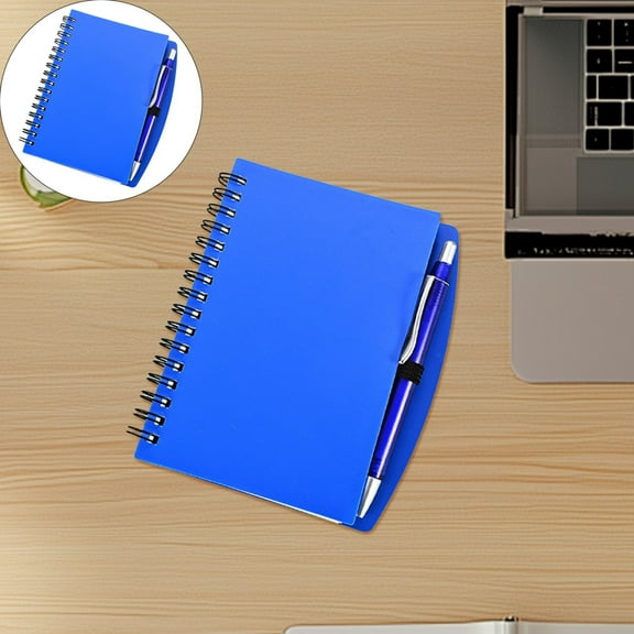 A6 Lined Plastic Journal and Pen Set, Hardcover Notebook with Pen, 140 Pages 100gsm Thick Lined Paper for for Women Men Work Business School or Home Writing, 5.04" x 5.83" (Light Blue)