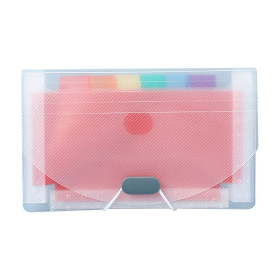 A6 Mini 7-Compartment Folder, White with Rainbow Inner Pages Expanding File Folder Labels According File Organizer with Expandable Cover Desktop Accordion Folders Letter A6 Paper Orange