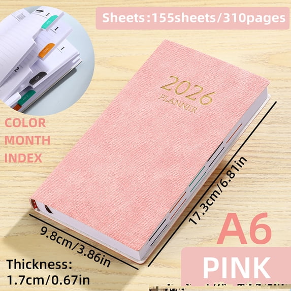 A6 Mini Notebook, Daily Planner Organizer, Travel Diary, Multifunctional Writing Journal, Ideal Gift for Students and Professionals