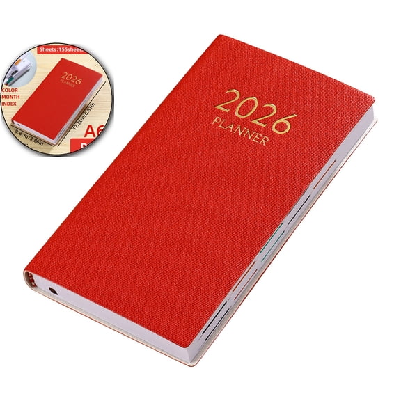 A6 Mini Notebook – Daily Planner & Travel Diary for Office & Journaling | Compact Writing Notebook with Calendar Pages, Lightweight & Portable, Perfect Gift