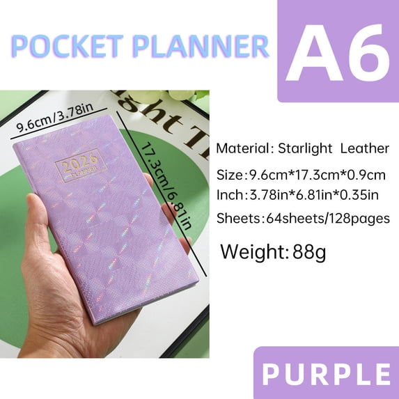A6 Mini Notebook Organizer Planner, Daily Calendar for Work Educational Efficiency, Travel Journal Memo Book Gift, Holiday Celebration Unique Present for Office Student, AESTIVO