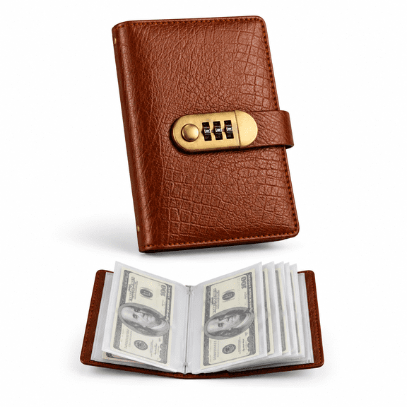 A6 PU Leather Binder Savings Notebook with 3-Digit Resettable Password Lock, Large Capacity Storage for Money & Important Items, Secure Protection, Durable Material