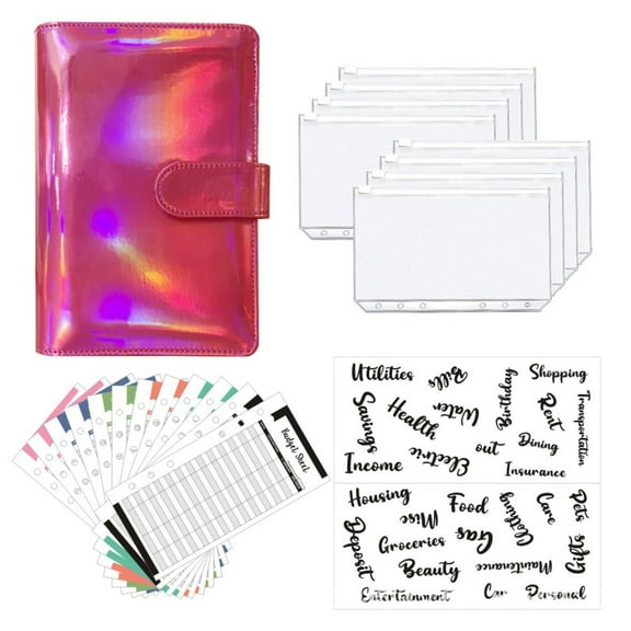 A6 PU Leather Budget Folder Organizer, Notebook Folder with Planner Pages for Financial Tracking