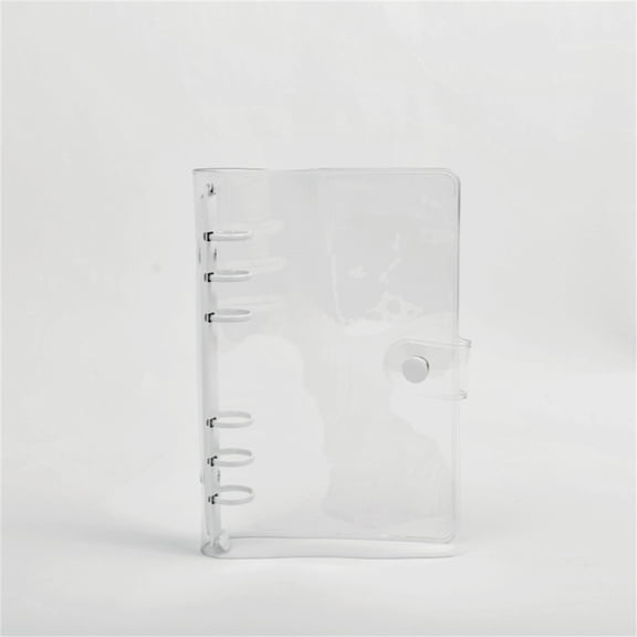 A6 Plastic Binder Cover - Transparent PVC Notebook Outer Shell with Inner Pockets - Clear Refillable Journal Cover - White
