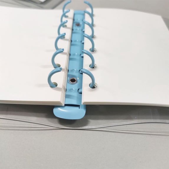 A6 Plastic PVC Notebook, Silver Round Ring Binder With Inner Pockets, Budget Journal Folder Organizer For Inserts Paper And Stickers (I)