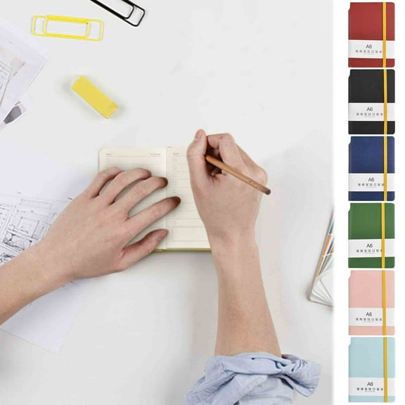 A6 Pocket Notebook Notepad with Strap Closure Premium Paper & Durable Cover for Secure Journaling Office Notes Learning Portable Planner