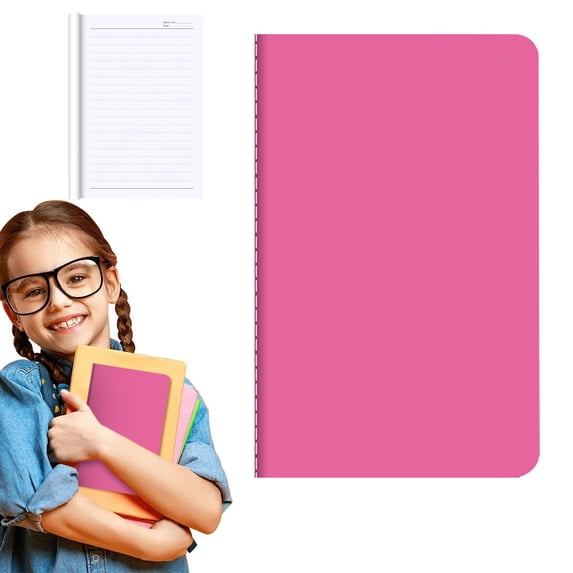 A6 Pocket Notebook, Small Hardcover Lined Journals for Work Notes, Study, Meetings, To-Do Lists and Daily Writing, Mini College Ruled Notebook, 60 Pages, Hot Pink