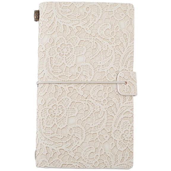 A6 Retro Embossed Imitation Leather Journal Notebook with 3 Style Paper Inside Page Pamphlet Rectangle Snow 182x106mm about 96 sheets/book