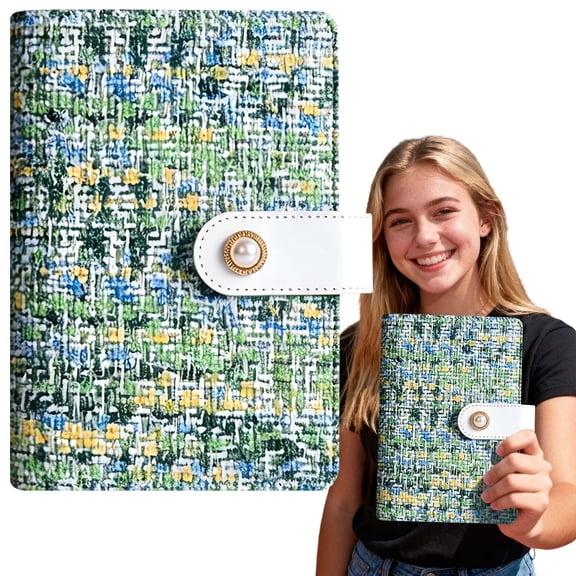 A6 Ring Bound Budget Planner Binder Textured Cover Account Book Portable Monthly Budget Notebook Income Expense Tracker Book Budget Book with Zipper Pouch & Stickers Financial Planner
