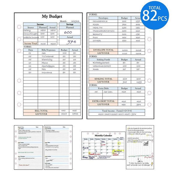 A6 Size 2024 Weekly/Monthly Planner and 6-Hole Budget System Refill, 6-3/4" x 3-3/4", Personal Size, Daily Planner,Weekly Planner